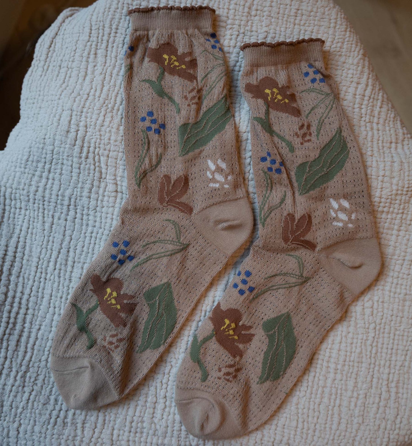 Abstract Flower Semi-Sheer Socks