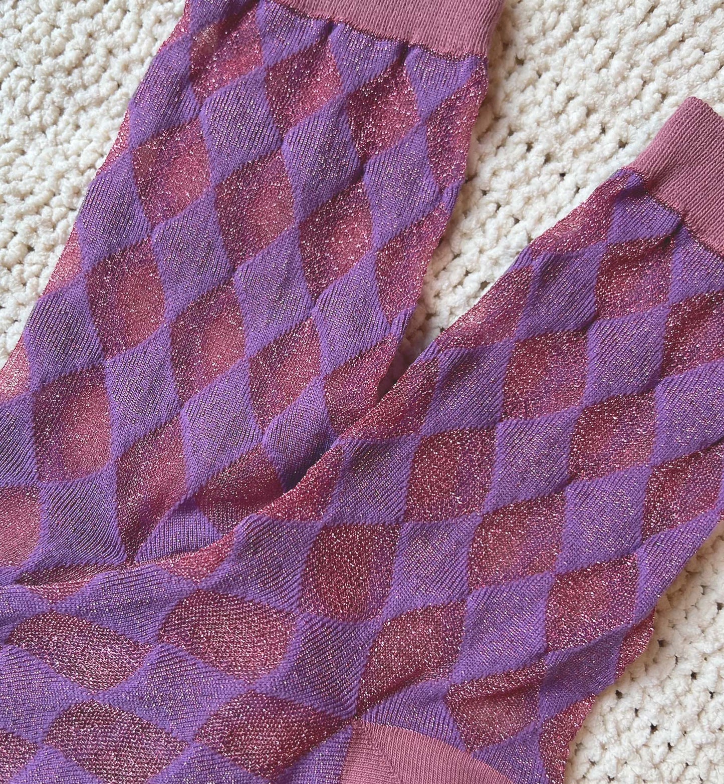 Sparkly Pink Diamond Sheer Socks
