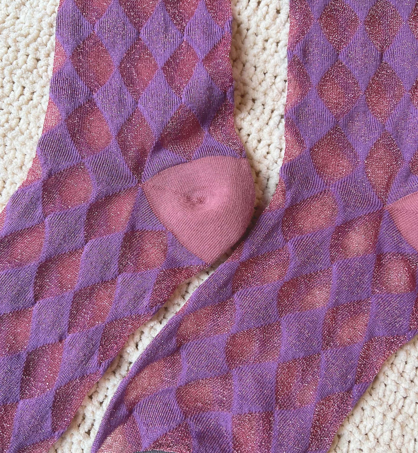 Sparkly Pink Diamond Sheer Socks