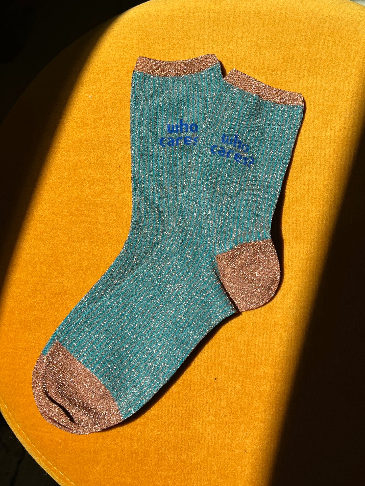 Who Cares? Glitter Crew Socks