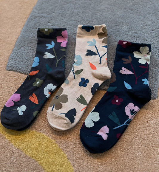 Abstract Floral Crew Socks