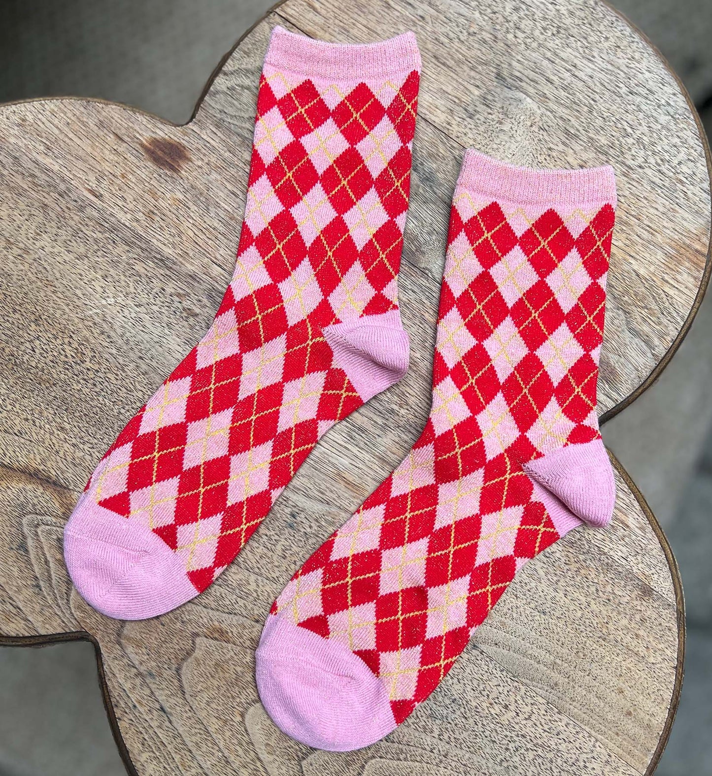 Argyle Metallic Thread Socks