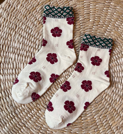 Cherry Blossom Flower Pattern Socks