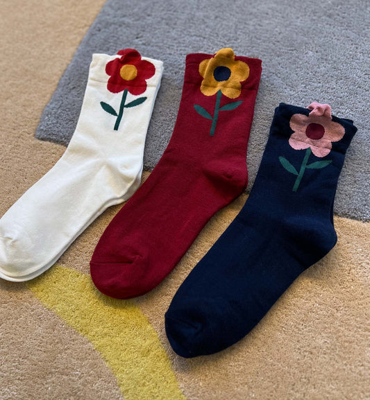 Dahlia Flower Crew Socks