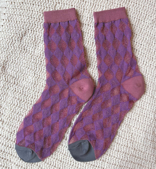 Sparkly Pink Diamond Sheer Socks