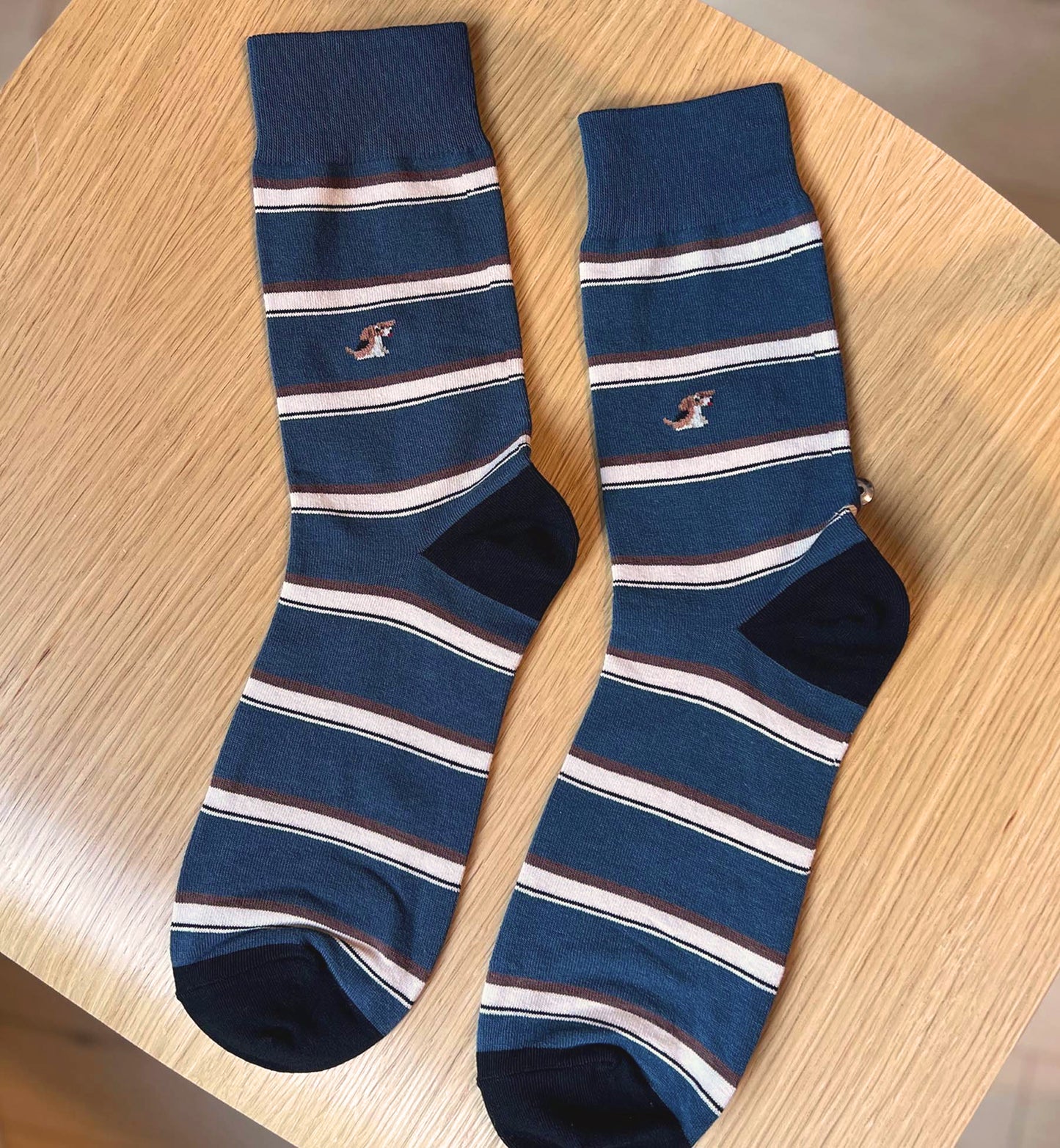 Men's Little Dog on Stripe Socks