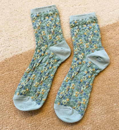 Embossed Flower Socks