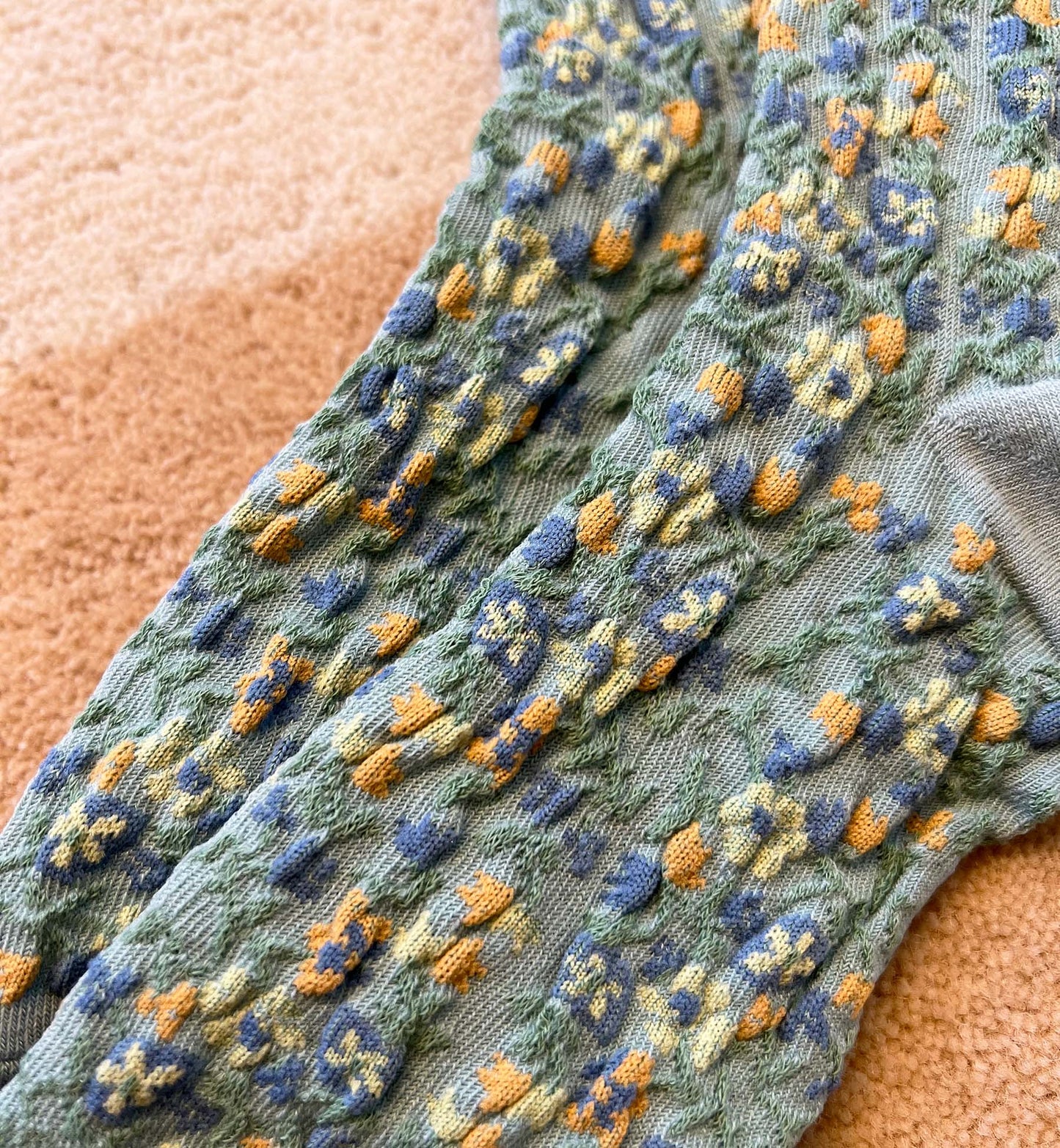 Embossed Flower Socks