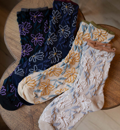 Flower Embossed Socks