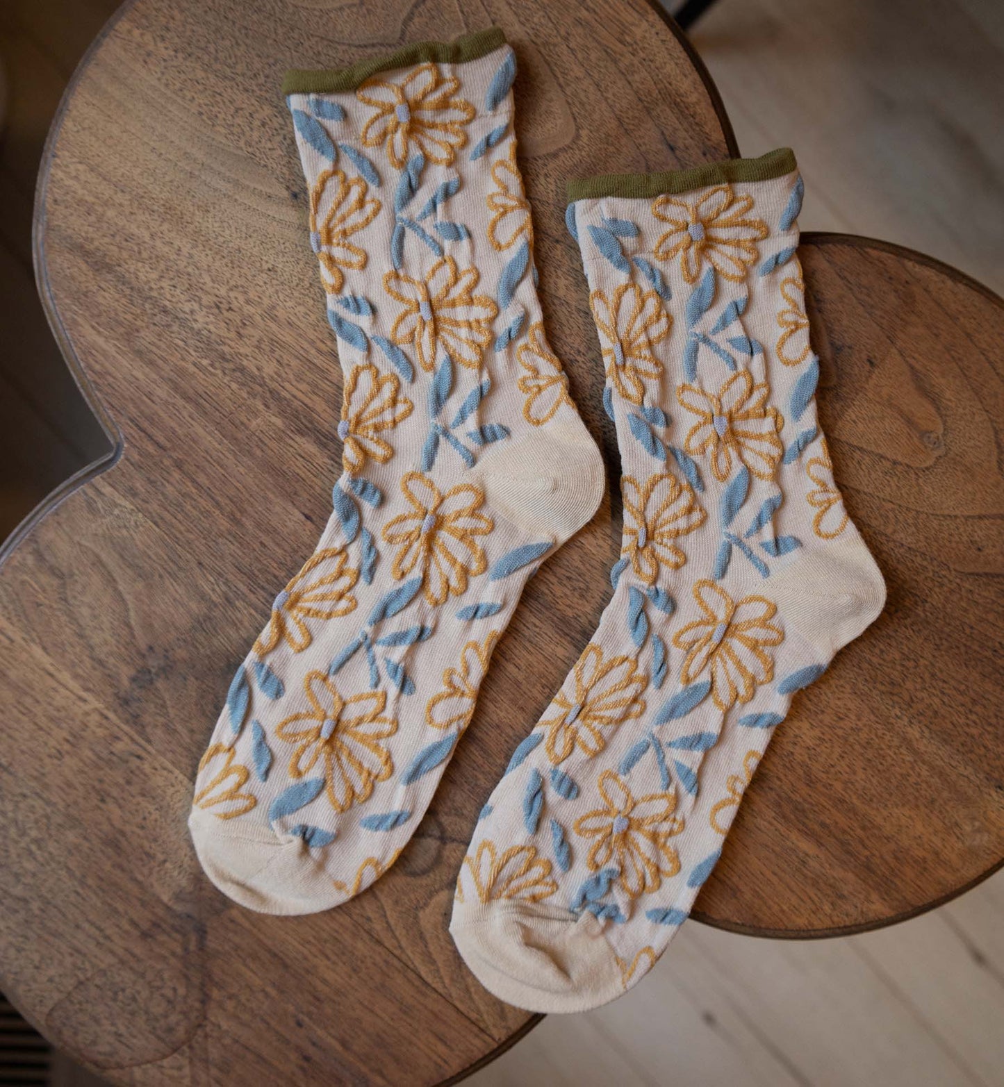 Flower Embossed Socks