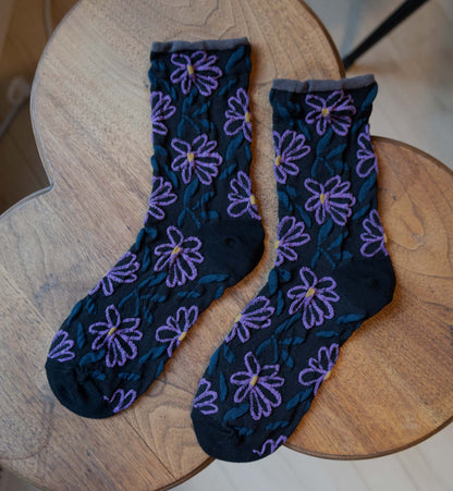 Flower Embossed Socks