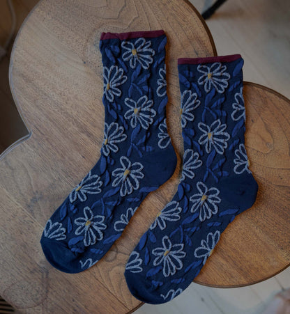 Flower Embossed Socks