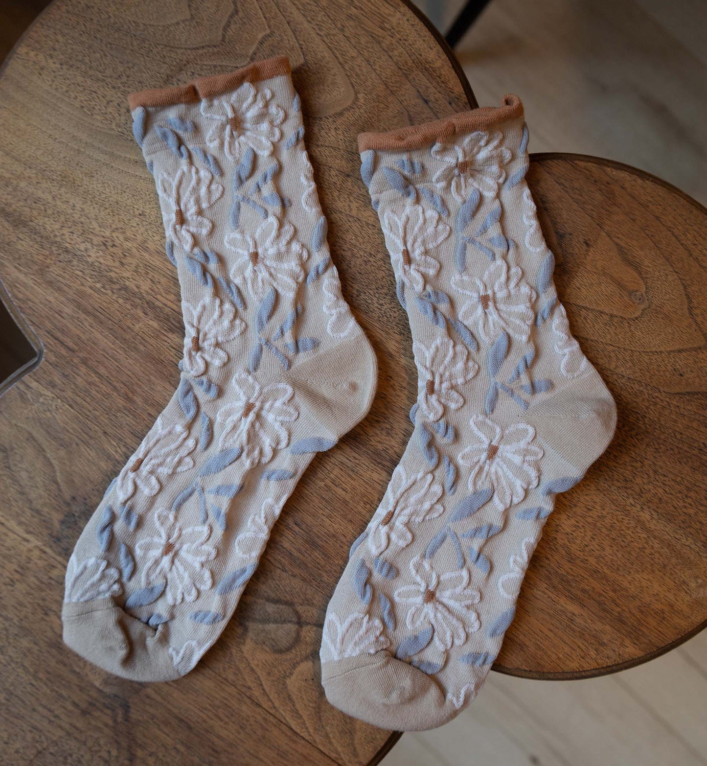 Flower Embossed Socks