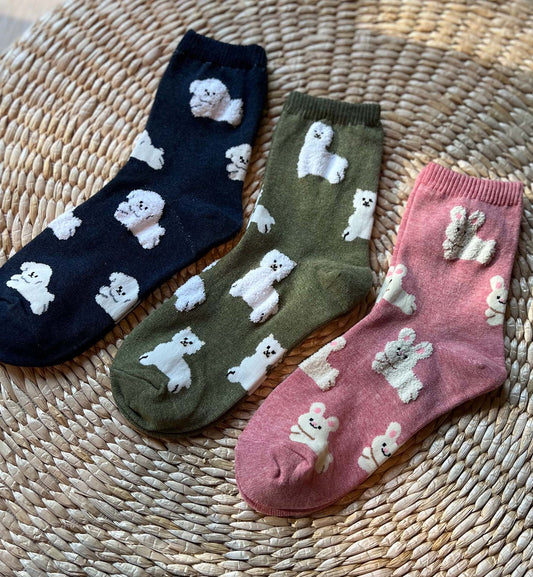 Fluffy Animal Crew Socks