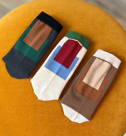 Geo Blocks Crew Socks