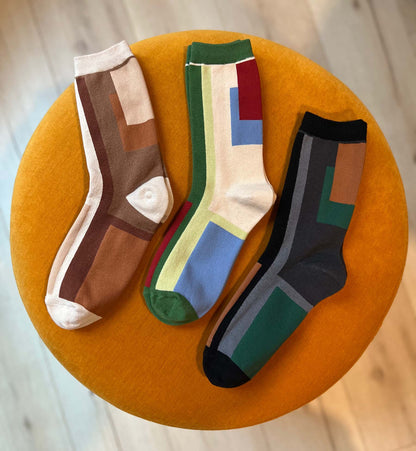 Geo Blocks Crew Socks