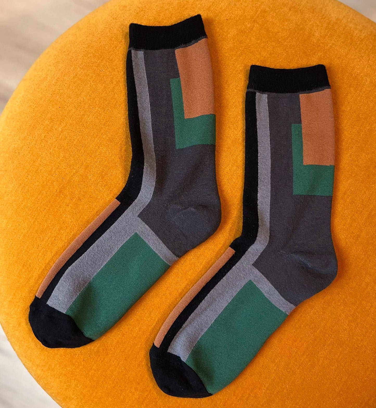 Geo Blocks Crew Socks