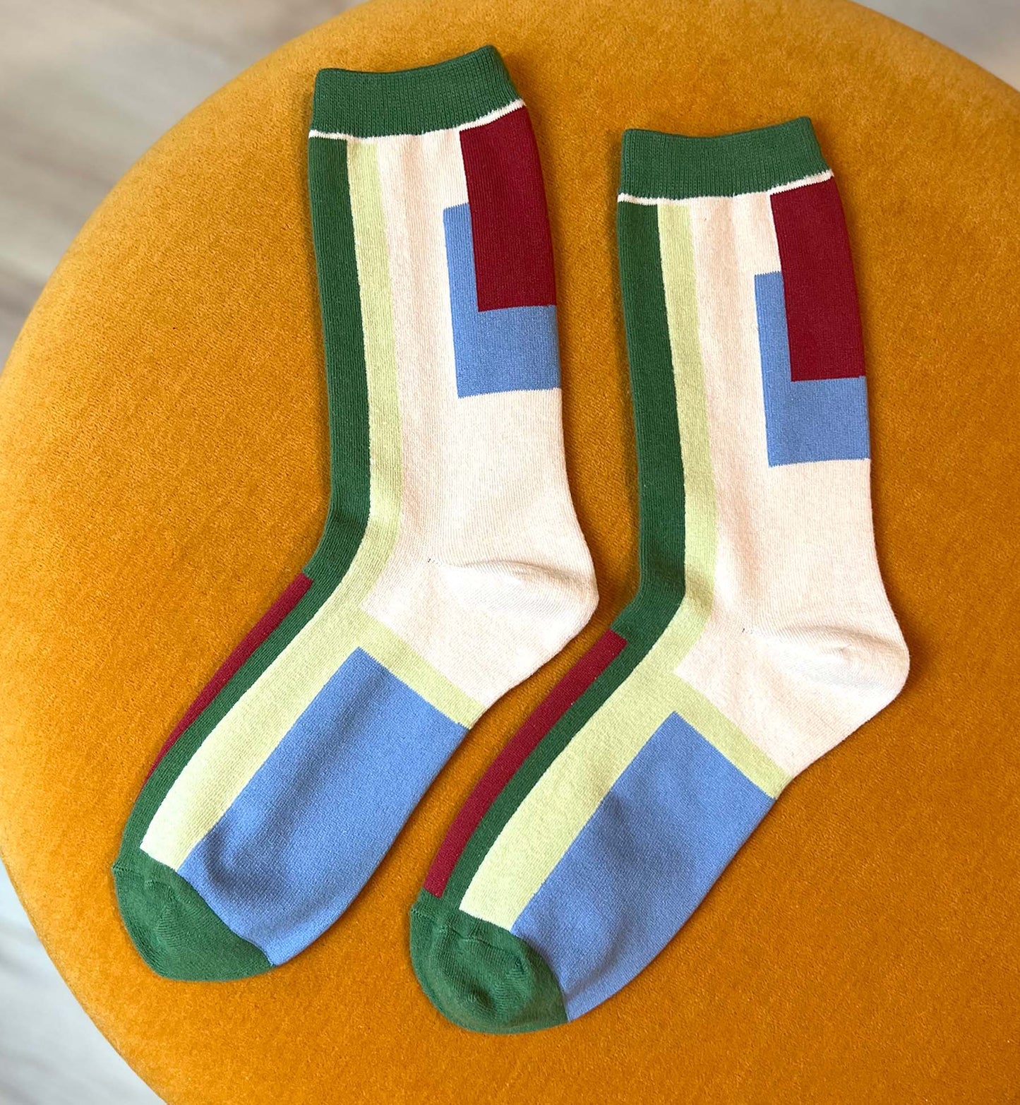 Geo Blocks Crew Socks