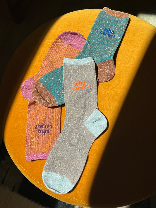 Who Cares? Glitter Crew Socks