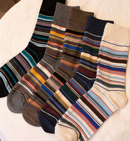 Men's Multi-Color Stripe Crew Socks