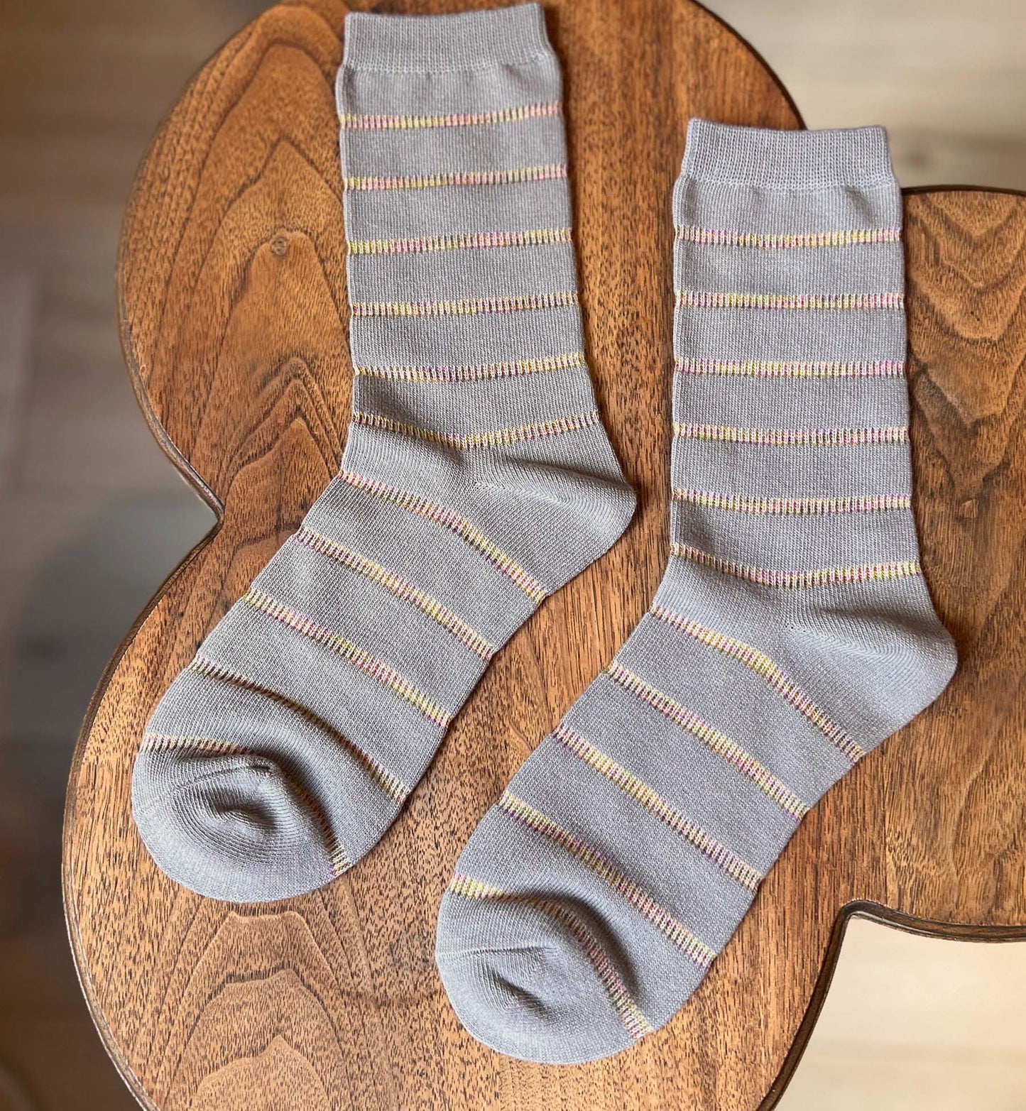 Multicolor Thread Stripe Crew Socks