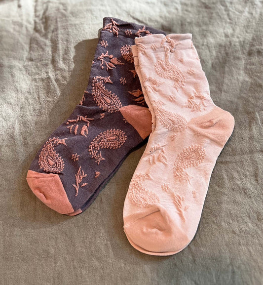 Paisley Embossed Crew Socks