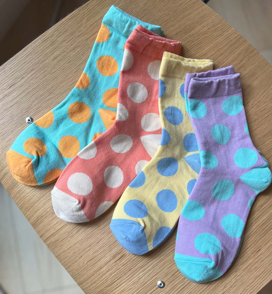 Pastel Polka Dot Crew Socks