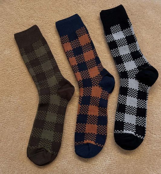 Men's Plaid Crew Socks